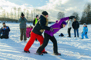 Två på samma par skidor var en kul tävlingsgren Foto: Pelle Nilsson Ljungandalen.info